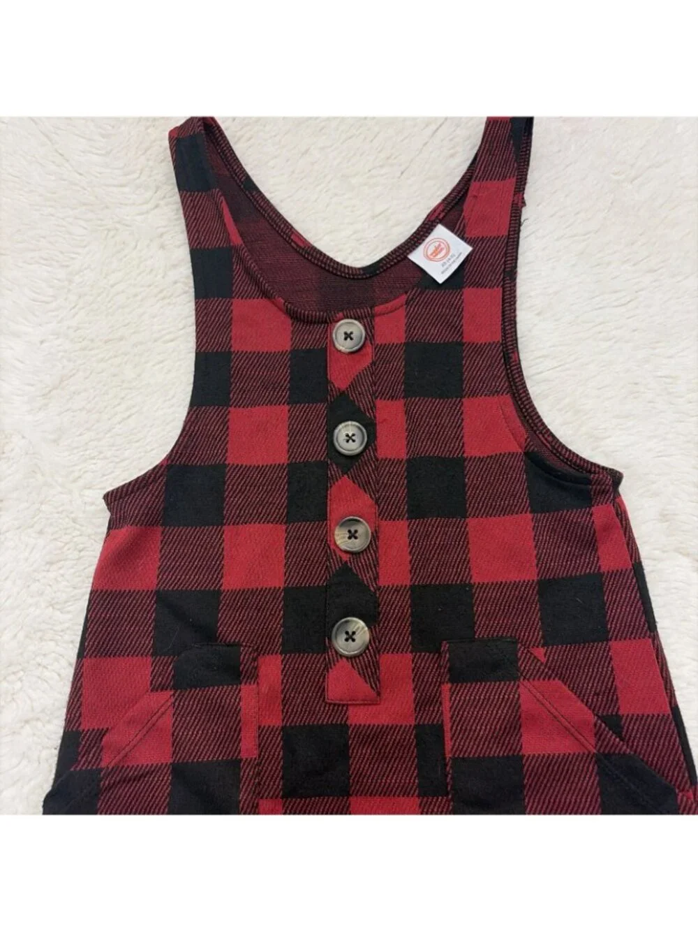 Wonder Nation Girls XS 4-5 Red Buffalo Plaid Dress Country Christmas